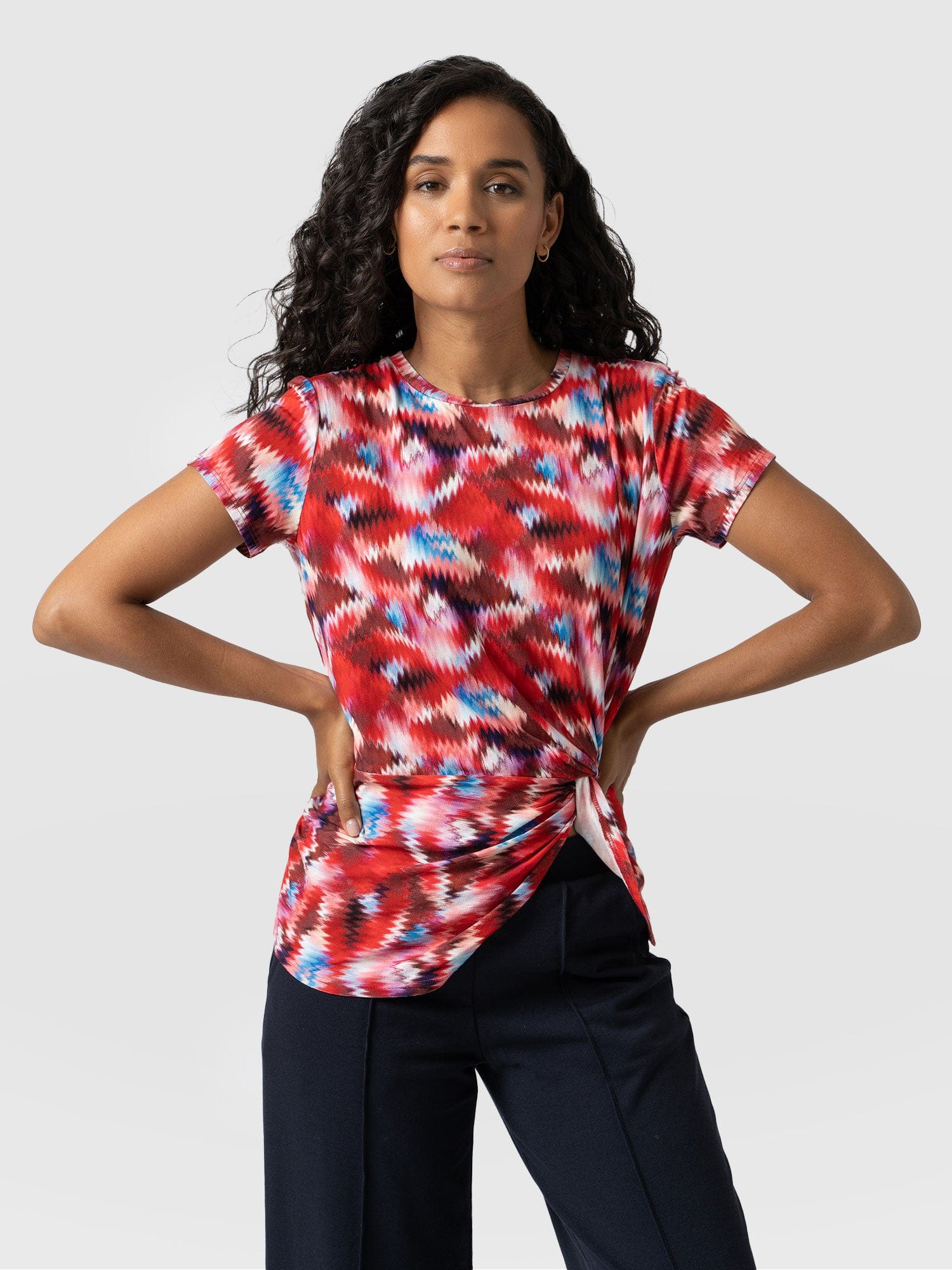 Kensal Twist Front Tee Red Marble - Women's Dresses | Saint + Sofia® USA